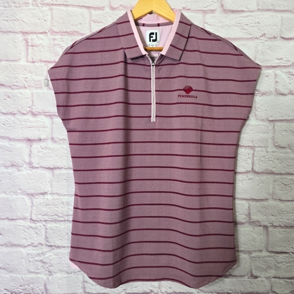 Footjoy Cap Sleeve Birdeye Stripe Jacquard Women's Shirts Size Large - Picture 5 of 9